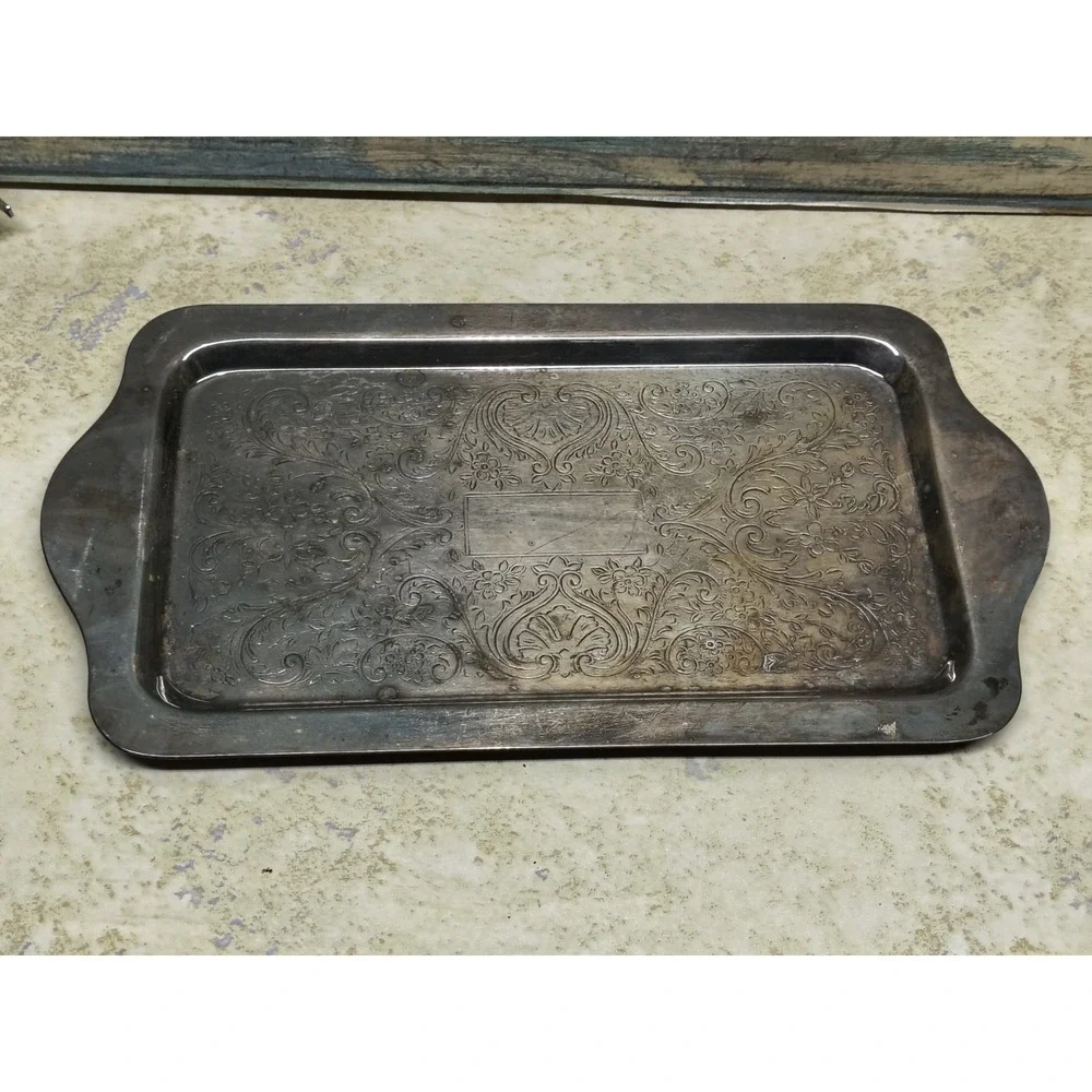 F.B. Rogers Silver Co. Sugar/Creamer Vintage Serving‎ Tray Etched